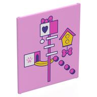 Деталь LEGO Glass for Frame 1 x 6 x 6 with Dark Pink Cat Gym, Bird House print, Ярко-розовый