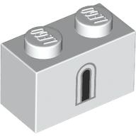 Деталь LEGO Brick 1 x 2 with Light Bluish Grey/Black Window print, Белый