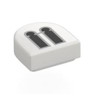 Деталь LEGO Tile Round 1 x 1 Half Circle with Black/Light Bluish Grey Windows print, Белый