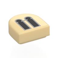 Деталь LEGO Tile Round 1 x 1 Half Circle with Black/Light Bluish Grey Windows print, Песочный