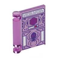 Деталь LEGO Book Cover with Computer Screen, Dark Blue Spider, Red Portal print, Прозрачный темно-розовый