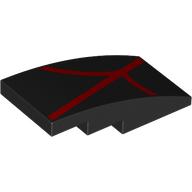 Slope Curved 4 x 2 No Studs with Red Webbing print