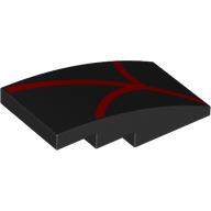 Деталь LEGO Slope Curved 4 x 2 No Studs with Red Webbing print, Черный
