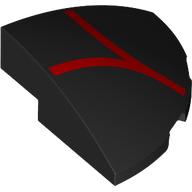 Деталь LEGO Brick Round Corner, Curved 3 x 3 x 1 Quarter Circle with Red Webbing print, Черный