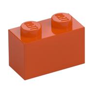 Деталь LEGO Кирпичик 1 x 2, Красно-оранжевый