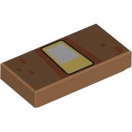 Деталь LEGO Tile 1 x 2 with Blocky White/Bright Light Orange Eye, Nougat Dots print, Средне-темный телесный