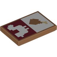 Деталь LEGO Tile 2 x 3 with Pixelated White Chicken on Dark Red Background, Chicken Leg print, Средне-темный телесный