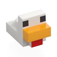 Деталь LEGO Animal Body Part, Bird, Chicken 1 x 1 with Cube Head with Face Print, Белый