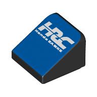 Slope 30° 1 x 1 x 2/3 (Cheese Slope) with White 'HRC Honda RACING' on Blue Background print