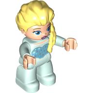 Деталь LEGO Duplo Figure with Hair with Braid over Left Shoulder, Light Aqua Legs, Heart on Chest Print (Elsa), Светлый морской волны