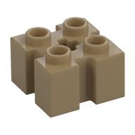 Деталь LEGO Brick Special 2 x 2 with Grooves and Axle Hole, Темно-песочный