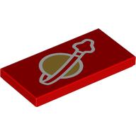 Деталь LEGO Tile 2 x 4 with Classic Space Logo print, Красный