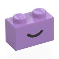 Деталь LEGO Brick 1 x 2 with Black Curved Line / Smile print, Средне-лавандовый
