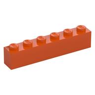Деталь LEGO Кирпичик 1 x 6, Красно-оранжевый