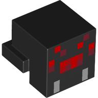 Деталь LEGO Minifig Head Special, Cube with Rear Ledge, Pixelated Red and Light Bluish Grey Face Print (Spider), Черный