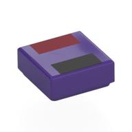 Деталь LEGO Tile 1 x 1 with Dark Red, Black Rectangle print, Темно-фиолетовый