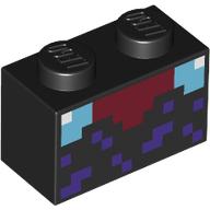 Деталь LEGO Brick 1 x 2 with Pixelated Enchantment Table print, Черный