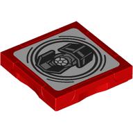 Деталь LEGO Tile Special 2 x 2 with SMART Tag with Darth Vader's TIE Fighter print, Красный