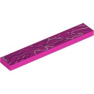Деталь LEGO Tile 1 x 6 with White/Dark Purple Graffiti print, Темно-розовый
