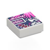 Деталь LEGO Tile 1 x 1 with White/Dark Pink Girl on Dark Purple Background print, Белый