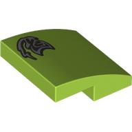 Деталь LEGO Slope Curved 2 x 2 x 2/3 with Silver Graffiti print, Лайм