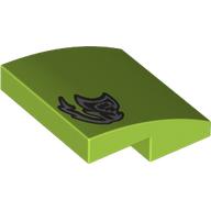 Деталь LEGO Slope Curved 2 x 2 x 2/3 with Silver Graffiti print, Лайм