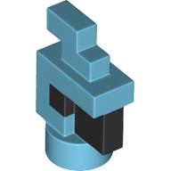 Деталь LEGO Animal Body Part, Bird, Chicken/Parrot Head Pixelated with Black Eyes and Beak pattern, Средне-лазурный