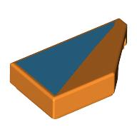 Деталь LEGO Tile 1 x 2 with Stud Notch Right with Medium Azure Triangle Print, Оранжевый