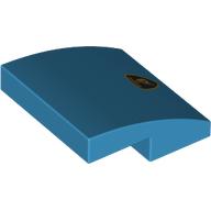 Деталь LEGO Slope Curved 2 x 2 x 2/3 with Lamborghini Badge print, Темно-лазурный