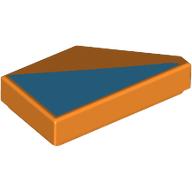 Деталь LEGO Tile 1 x 2 with Stud Notch Left with Medium Azure Triangle Print, Оранжевый