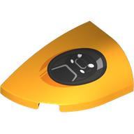 Деталь LEGO Slope Curved 3 x 2 Beveled with Stud Notch Left with Black Headlight print, Ярко-светло-оранжевый