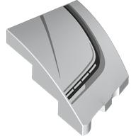 Деталь LEGO Slope Curved 3 x 2 with Stud Notch Left with Black/Light Bluish Grey Hood Line print, Белый