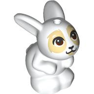 Деталь LEGO Animal, Rabbit / Bunny Sitting with Dark Brown Eyes, Tan Face print, Белый