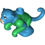 Деталь LEGO Creature, Flying Monkey with Green Arms, Body, Light Nougat Snout print, Темно-лазурный