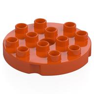 Деталь LEGO Пластина Duplo круглая 4 x 4, Красно-оранжевый