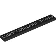 Деталь LEGO Tile 1 x 8 with 'LEGO Fabuland Tribute' print, Черный
