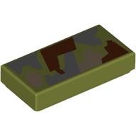 Деталь LEGO Tile 1 x 2 with Sand Blue/Dark Tan/Reddish Brown Camouflage print, Оливковый