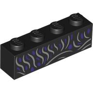 Brick 1 x 4 with Dress, Silver/Dark Purple Decorations print