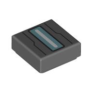 Деталь LEGO Tile 1 x 1 with Metal Blue/White Triangle, Black Lines print, Темный сине-серый