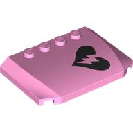 Slope Curved 4 x 6 x 2/3 Triple Curved with 4 Studs with Black Broken Heart print