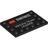 Деталь LEGO Plate Special 4 x 6 with Studs on 3 Edges with 'LEGO FORTNITE', 'MECHA TEAM LEADER' print, Черный