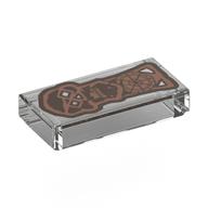 Деталь LEGO Tile 1 x 2 with 'Copper Bones', Copper Skull Key print, Прозрачный бесцветный