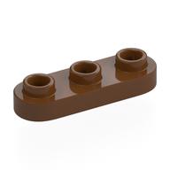 Деталь LEGO Пластина специальная скруглённая 1 x 3, с 3 открытыми штырьками, Красно-коричневый