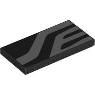 Деталь LEGO Tile 2 x 4 with Silver Zig-Zagging Stripes print, Черный