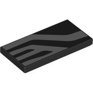 Деталь LEGO Tile 2 x 4 with Silver Zig-Zagging Stripes print, Черный