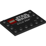 Деталь LEGO Plate Special 4 x 6 with Studs on 3 Edges with 'LEGO STAR WARS KYLO REN' print, Черный