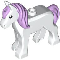 Деталь LEGO Animal, Foal, Long Mane, Lavender Tail, Black Eyes print, Белый