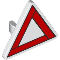 Деталь LEGO Road Sign Clip-on 2.2 x 2.667 Triangular with Warning Triangle print, Белый
