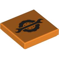 Деталь LEGO Tile 2 x 2 with Black Wrench/Tyre Logo print, Оранжевый