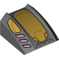 Slope Curved 2 x 2 with Lip, No Studs with Gold Armor Plating, Pink Vents Print